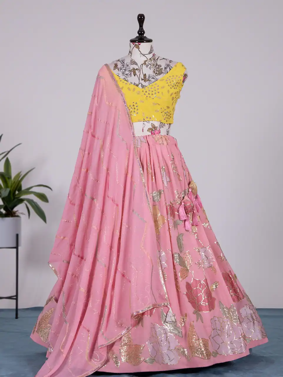 LNB1718 Pink Color Lehenga : Georgette Blouse : Georgette Work : Thread And Sequence Embroidered Work Traditional Wear, Festive, Wedding, Events @3199/- | Lehenga, Bollywood Lehenga, Creative Lehenga, Designer Lehenga, Embroidered Lehenga, Party Wear Lehenga