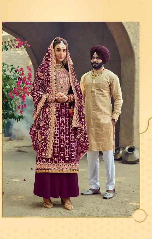 ?FC 1207 Purple Top : Georgette Work : Embroidery Work Dupatta : Georgette Inner : Santoon Wedding, Party, Festive, Events @2199 | Salwar suit, Creative suits, Designer Suits, Palazzo Suits, Party Wear Suits, Straight Suits