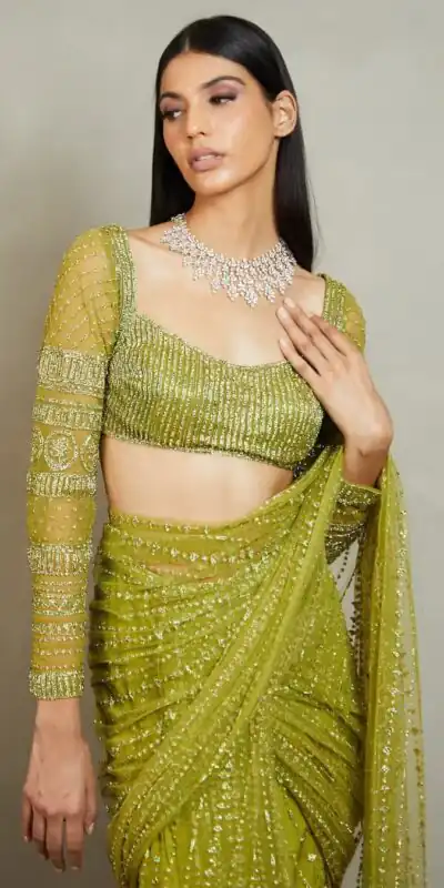 BT 349 Green Saree : Nylon Butterfly Net Work : Sequence & Thread Work, Blouse : Nylon Butterfly net Party Wear, Wedding Wear, Events Etc.@1649/- | Sarees, Bollywood Sarees, Creative Sarees, Designer Sarees, Ethnic Saree, Modern Digital sarees, Party Wear Sarees