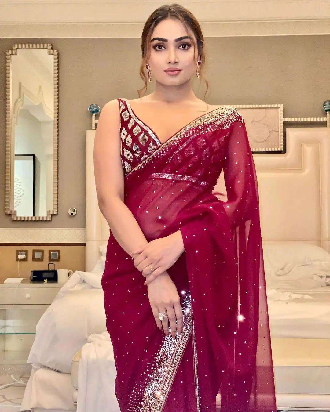 BT 3054 Maroon?Saree : Georgette Work : Embroidery Sequence Work, Blouse : Banglory Silk Party Wear, Wedding Wear, Events Etc.@1749/- | Sarees, Bollywood Sarees, Creative Sarees, Designer Sarees, Ethnic Saree, Modern Digital sarees, Party Wear Sarees