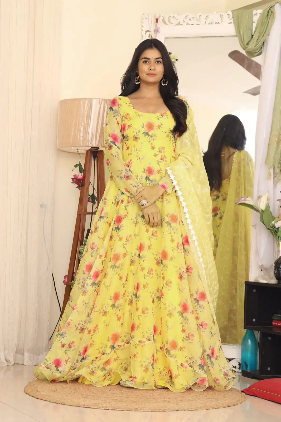 RTC 8047 Yellow Gown : Tabby Silk Organza Work : Embroidery Work Beautiful Yelow Color Casual, Wedding, Party, Festive, Events. @2099 | Gowns, Bollywood Gowns, Creative Gowns, Designer Gowns, Embroidered Gowns, Party Wear Gowns, Salwar suit, Casual Suits, Party Wear Suits