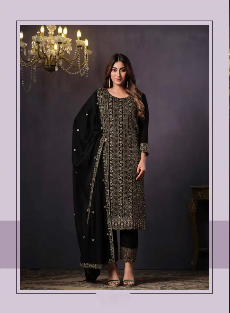 FC Vipul 5281 Black Heavy rangoli with coding sequence Embroidery Work salwar suit Casual, Wedding, Festive, Events Etc. @2599 | Salwar suit, Casual Suits, Creative suits, Designer Suits, Party Wear Suits, Straight Suits