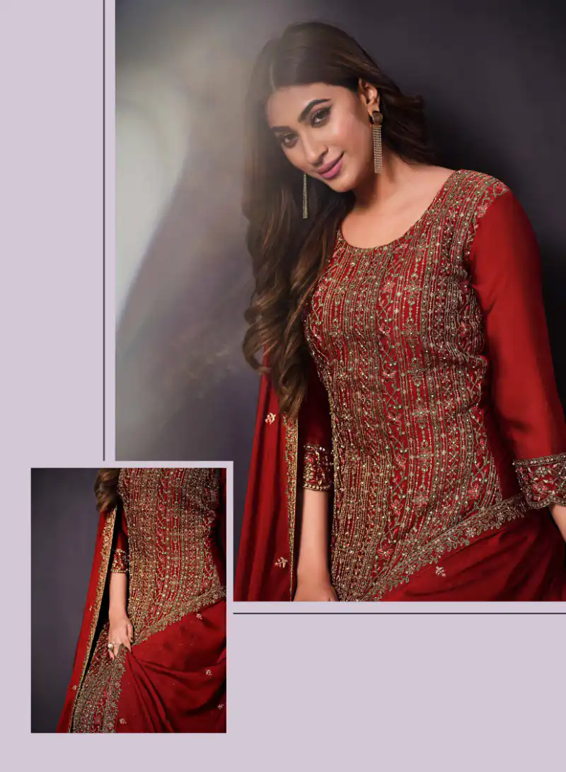 FC Vipul 5281 Red Heavy rangoli with coding sequence Embroidery Work salwar suit Casual, Wedding, Festive, Events Etc. @2599 | Salwar suit, Casual Suits, Creative suits, Designer Suits, Party Wear Suits, Straight Suits
