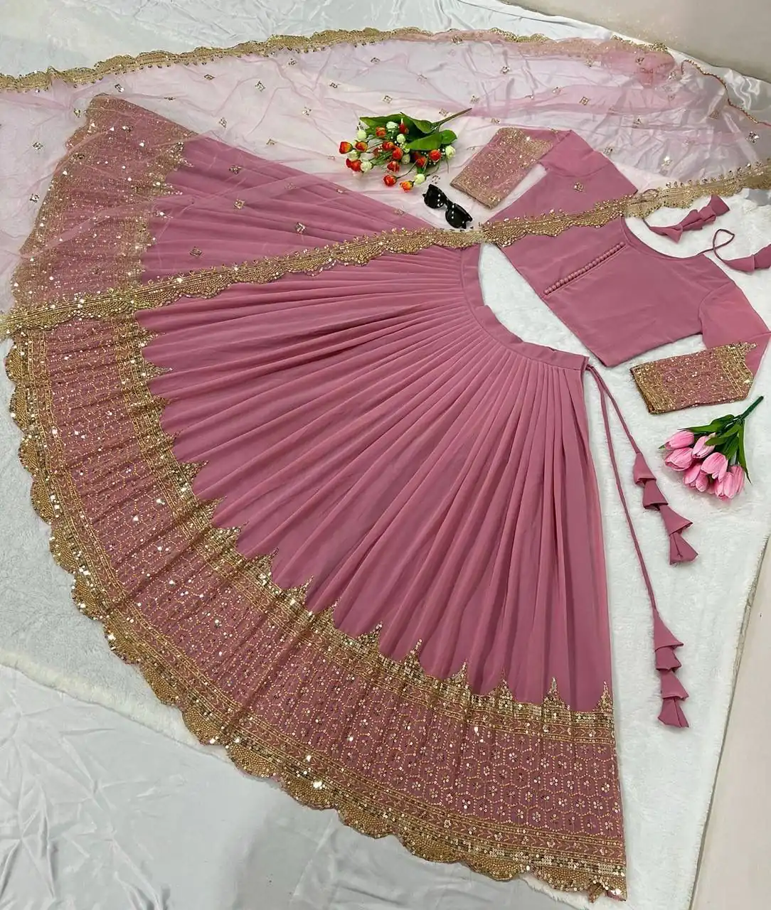 ZSR-3048 Red Color Lehenga : Georgette Blouse : Georgette Work : Thread And Sequence Embroidered Work Traditional Wear, Festive, Wedding, Events @1999/- | Lehenga, Bollywood Lehenga, Creative Lehenga, Designer Lehenga, Embroidered Lehenga, Party Wear Lehenga