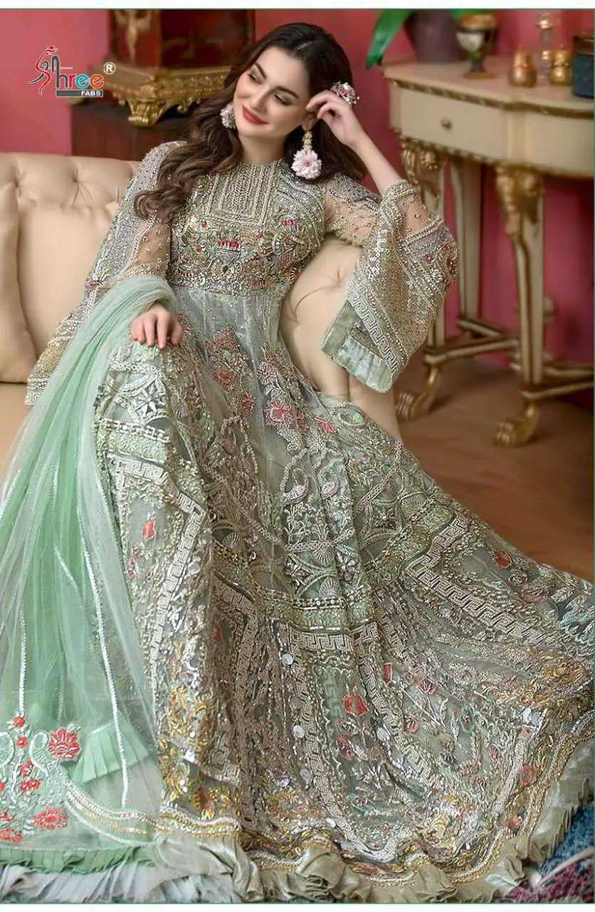 FC:-241 Green color heavy net with Embroidery And Sequence Stone Work Classic Anarkali Suit Wedding,Party,Festive@2299/- Only | Anarkali Suits, Bollywood Anarkali, Creative-Anarkali, Designer Anarkali, Embroidered Anarkali, Party Wear Anarkali