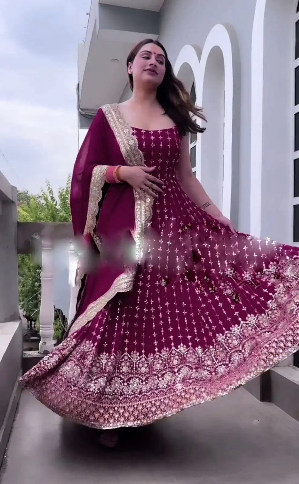 ZSR 3041 Maroon Color Gown : Fox Georgette Work : Embroidery Sequence Work Inner : Micro Cotton Traditional Wear, Wedding, Festive, Events. @2599/- | Gowns, Bollywood Gowns, Creative Gowns, Designer Gowns, Embroidered Gowns, Party Wear Gowns