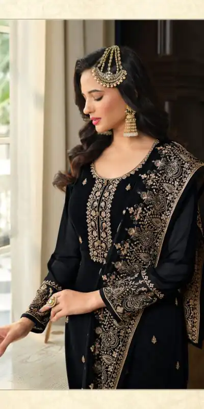 DS LT 8301 Black color Georgette Embroidery Sequence Work Sharara Suit Wedding, Festive, Events Etc. Expected Delivery 4-6 Working Days @2149/- | Jump Suits, Salwar suit, Casual Suits, Creative suits, Designer Suits, Palazzo Suits, Party Wear Suits, Patiala Suits, Straight Suits