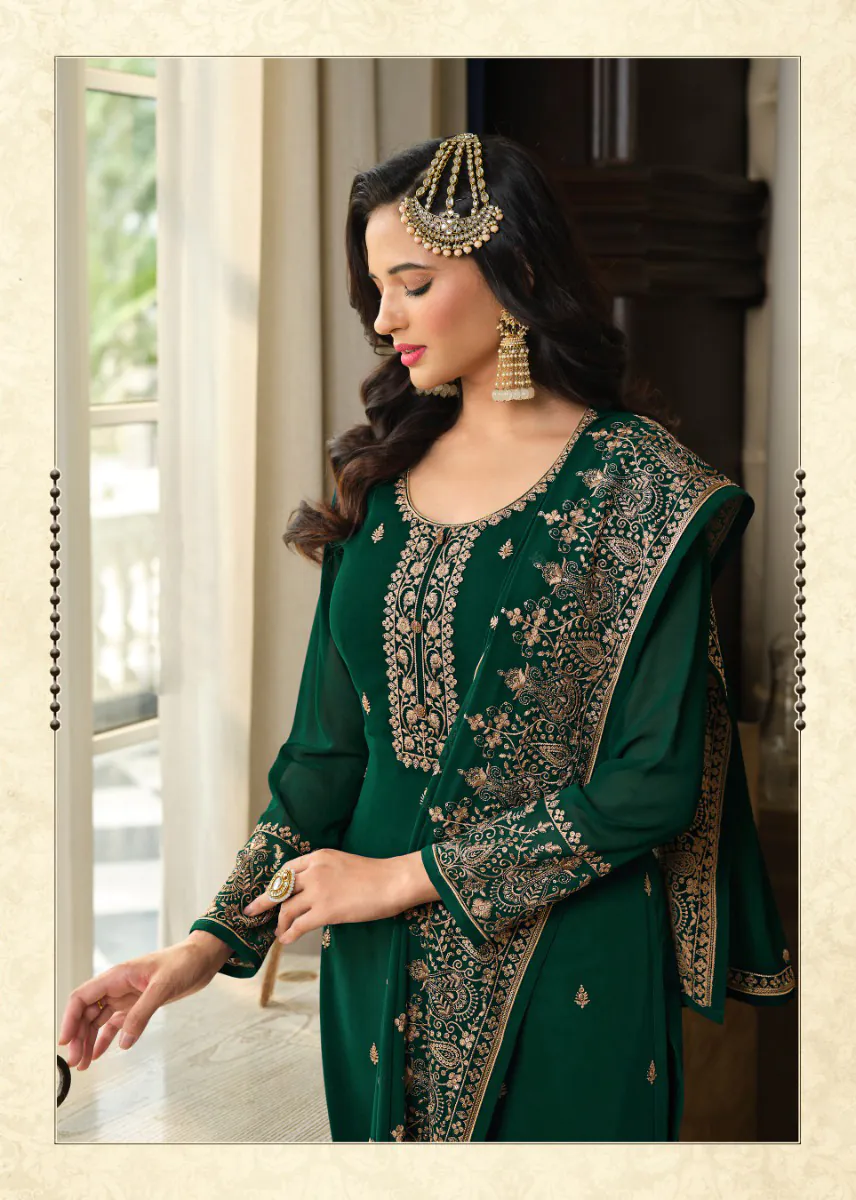 DS LT 8301 Green color Georgette Embroidery Sequence Work Sharara Suit Wedding, Festive, Events Etc. Expected Delivery 4-6 Working Days @2149/- | Jump Suits, Salwar suit, Casual Suits, Creative suits, Designer Suits, Palazzo Suits, Party Wear Suits, Patiala Suits, Straight Suits