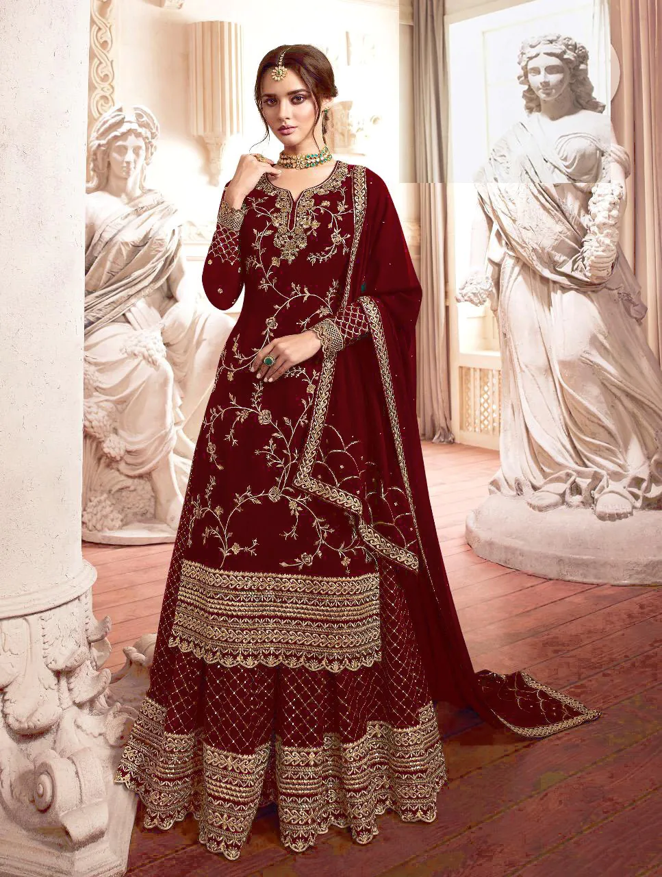 LT 4902 Red color Georgette With Embroidery Sequence Work Sharara Suit Wedding, Festive, Events Etc. Expected Delivery 4-6 Working Days @2099/- | Jump Suits, Salwar suit, Casual Suits, Creative suits, Designer Suits, Palazzo Suits, Party Wear Suits, Patiala Suits, Straight Suits