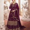 Adorable Wine Color Georgette Embroidery Sequence Sharara Suit