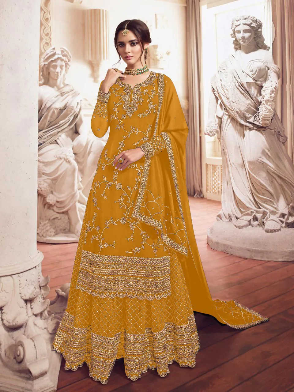 LT 4902 Yellow color Georgette With Embroidery Work Sharara Suit Wedding, Festive, Events Etc. Expected Delivery 4-6 Working Days @2099/- | Jump Suits, Salwar suit, Casual Suits, Creative suits, Designer Suits, Palazzo Suits, Party Wear Suits, Patiala Suits, Straight Suits