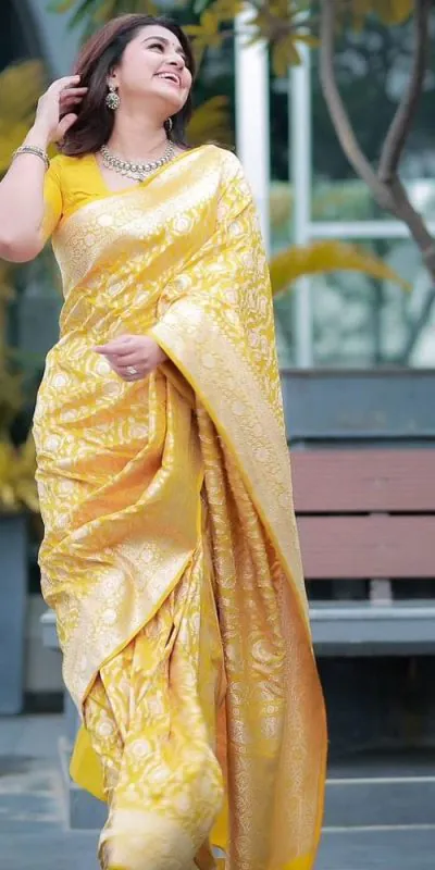 DDF Yellow Zalar Color Banarasi Soft Silk Ordinary Design Saree Casual, Party Wear, Wedding, Events, Etc. Expected Delivery 4-6 Working Days 1399/- | Designer Sarees, Sarees, Bollywood Sarees, Creative Sarees, Embroidered Sarees, Ethnic Saree, Modern Digital sarees, Party Wear Sarees