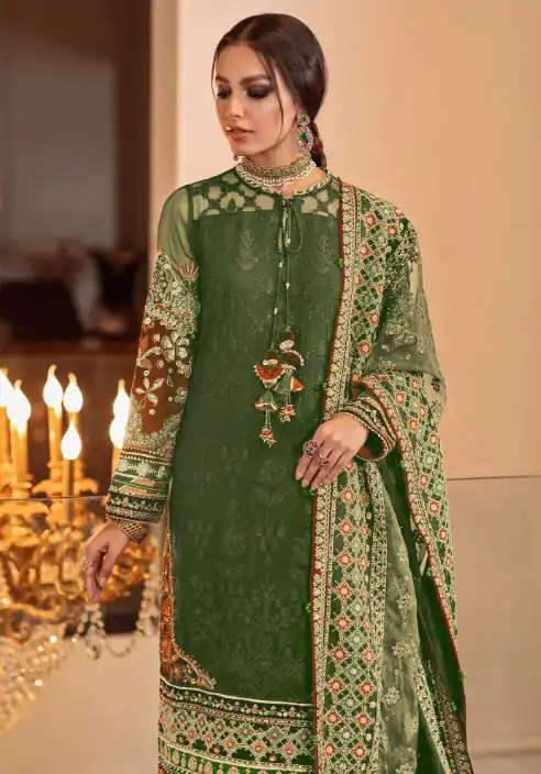 Ds 129 Stone Green Color Georgette Embroidery Stone work Sharara suit Wedding, Party, Festive, Events Etc. Expected Delivery 4-6 Working Days @2049/- | Casual Suits, Salwar suit, Creative suits, Designer Suits, Palazzo Suits, Party Wear Suits, Straight Suits