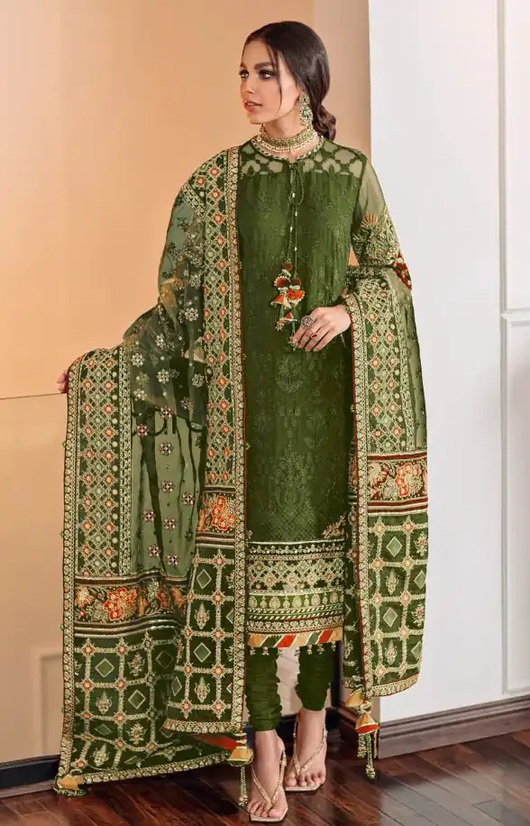 Ds 129 Stone Green Color Georgette Embroidery Stone work Sharara suit Wedding, Party, Festive, Events Etc. Expected Delivery 4-6 Working Days @2049/- | Casual Suits, Salwar suit, Creative suits, Designer Suits, Palazzo Suits, Party Wear Suits, Straight Suits