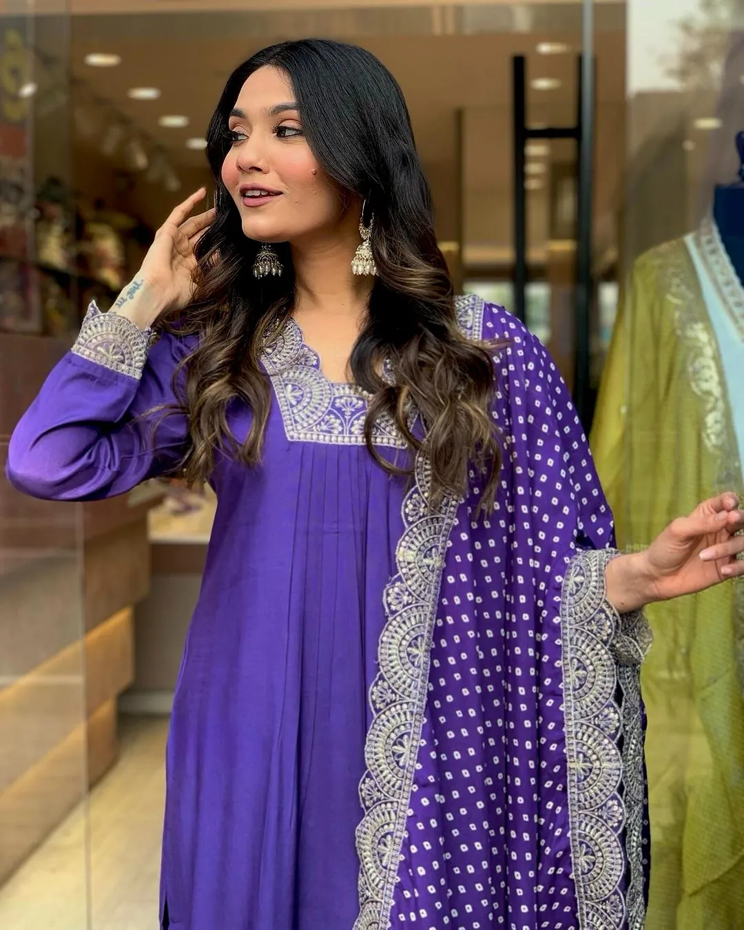 AD 148 Violet Color Heavy Modal Silk Embroidery work Kurti Casual, Wedding, Party, Festive, Events Etc. Expected Delivery 4-6 Working Days @1899/- | Kurti, Bollywood Kurti, Creative Kurtis, Designer Kurti, Party Wear Kurti, Selfie Kurti