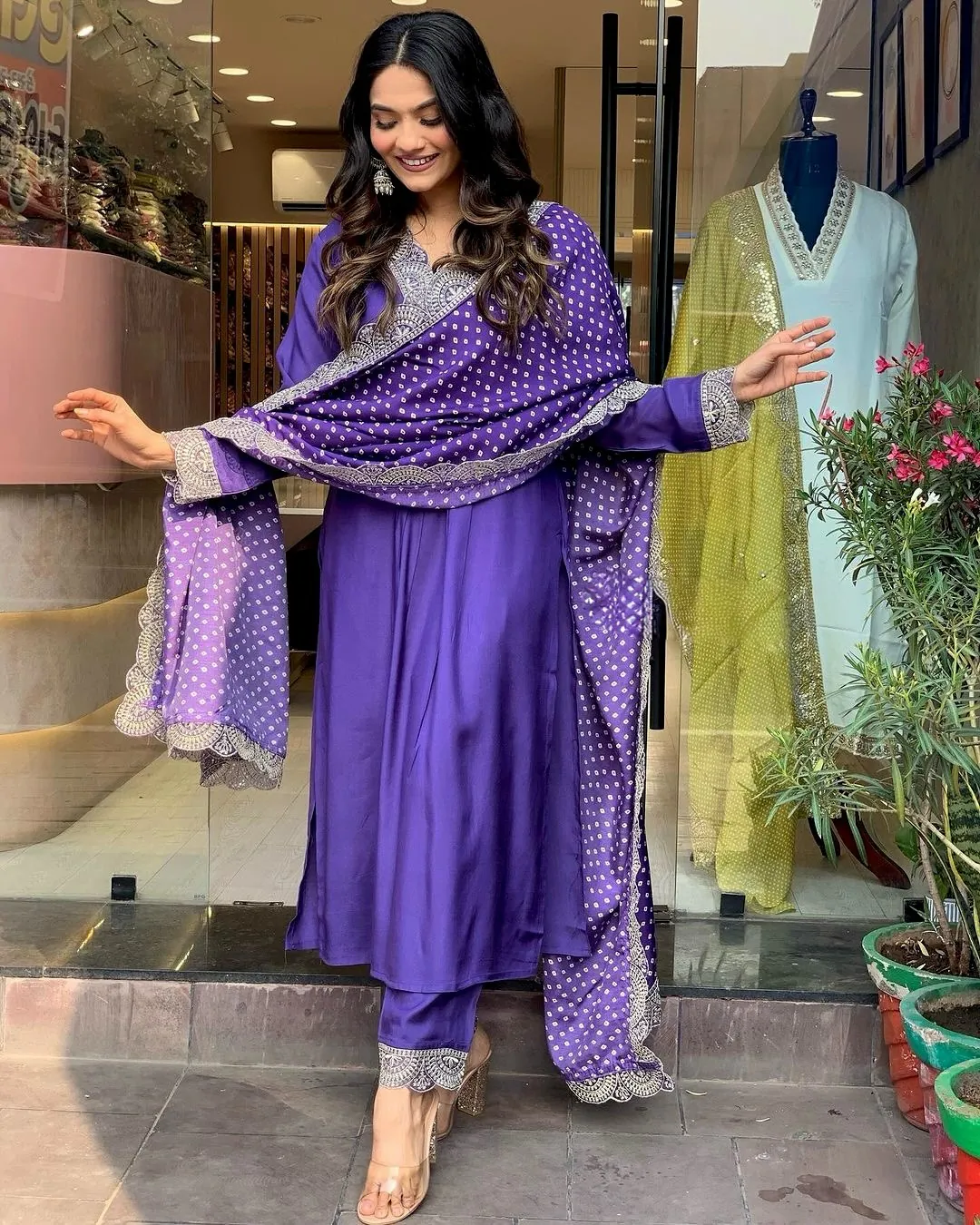 AD 148 Violet Color Heavy Modal Silk Embroidery work Kurti Casual, Wedding, Party, Festive, Events Etc. Expected Delivery 4-6 Working Days @1899/- | Kurti, Bollywood Kurti, Creative Kurtis, Designer Kurti, Party Wear Kurti, Selfie Kurti