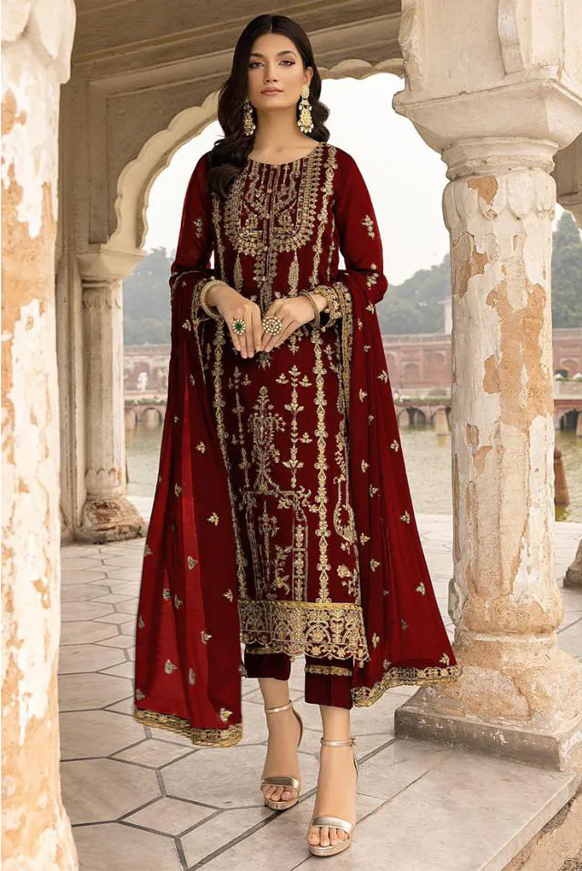 DS 1012 Maroon Color Georgette Embroidered Sequence Salwar Suit Casual, Party, Wedding, Festive, Events Etc. Expected Delivery 4-6 Working Days @1799/- | Jump Suits, Salwar suit, Casual Suits, Creative suits, Designer Suits, Palazzo Suits, Party Wear Suits, Patiala Suits, Straight Suits
