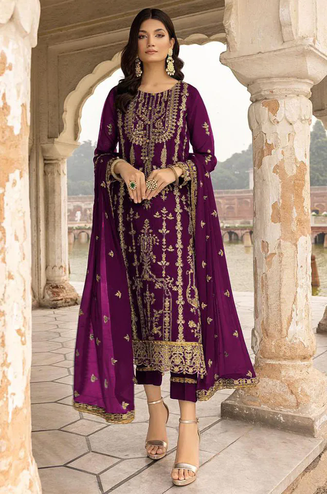 DS 1012 Purple Color Georgette Embroidered Sequence Salwar Suit Casual, Wedding, Festive, Events Etc. Expected Delivery 4-6 Working Days @1799/- | Jump Suits, Salwar suit, Casual Suits, Creative suits, Designer Suits, Palazzo Suits, Party Wear Suits, Patiala Suits, Straight Suits