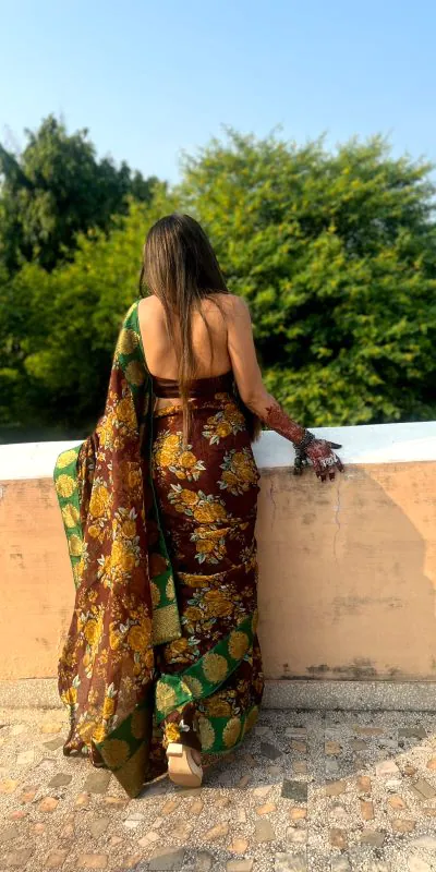 JR 471 Coffee Color Printed Manipuri Silk Saree Casual, Party Wear, Wedding, Events Etc. Expected Delivery 4-6 Working Days 1249/- | Sarees, Bollywood Sarees, Creative Sarees, Designer Sarees, Embroidered Sarees, Ethnic Saree, Modern Digital sarees, Party Wear Sarees