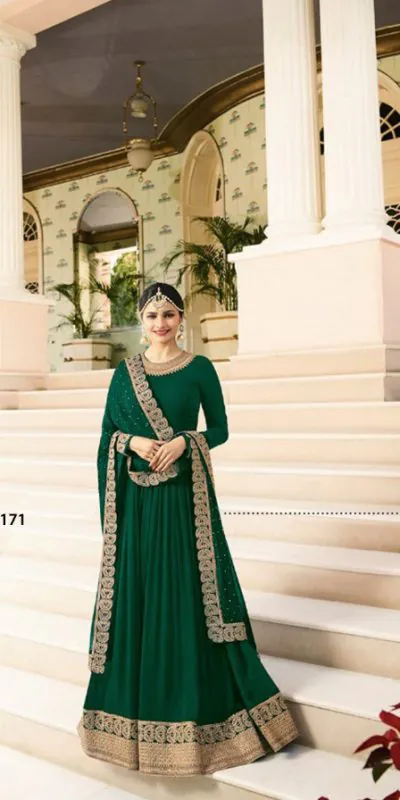 FC 7171 Green Color Georgette Silk Embroidery work Anarkali Suit Casual, Wedding, Party, Festive, Events Etc. Expected Delivery 4-6 Working Days @1999/- | Anarkali Suits, Bollywood Anarkali, Creative-Anarkali, Designer Anarkali, Embroidered Anarkali, Party Wear Anarkali