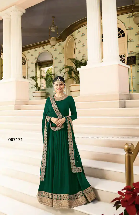 FC 7171 Green Color Georgette Silk Embroidery work Anarkali Suit Casual, Wedding, Party, Festive, Events Etc. Expected Delivery 4-6 Working Days @1999/- | Anarkali Suits, Bollywood Anarkali, Creative-Anarkali, Designer Anarkali, Embroidered Anarkali, Party Wear Anarkali