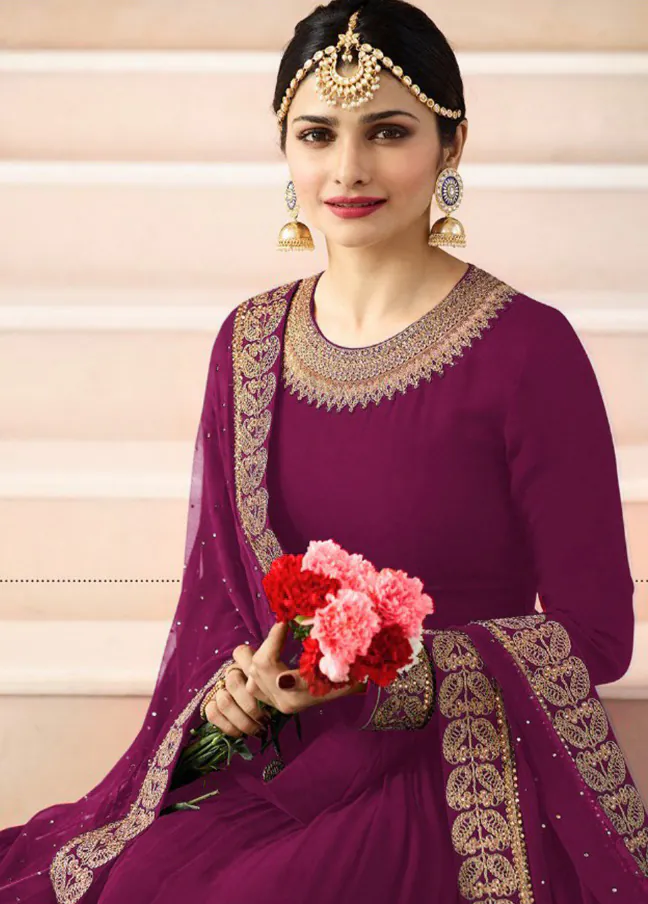 FC 7171 Purple Color Georgette Embroidery work Anarkali Suit Casual, Wedding, Party, Festive, Events Etc. Expected Delivery 4-6 Working Days @1999/- | Anarkali Suits, Bollywood Anarkali, Creative-Anarkali, Designer Anarkali, Embroidered Anarkali, Party Wear Anarkali