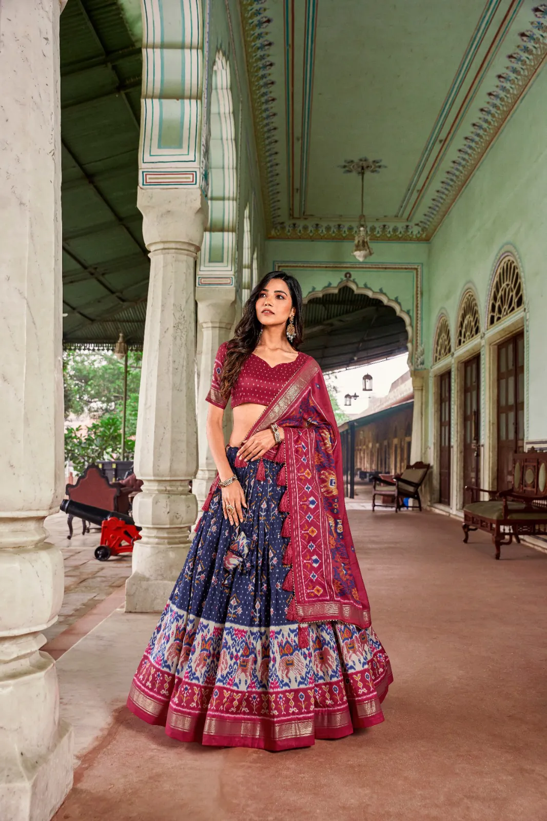 LNB1691 Navy Blue Color Tussar Silk Patola Printed Lehenga Choli Festive, Wedding, Party, Events etc. Expected 4-6 Working Days @2199/- | Lehenga, Bollywood Lehenga, Creative Lehenga, Designer Lehenga, Embroidered Lehenga, Party Wear Lehenga