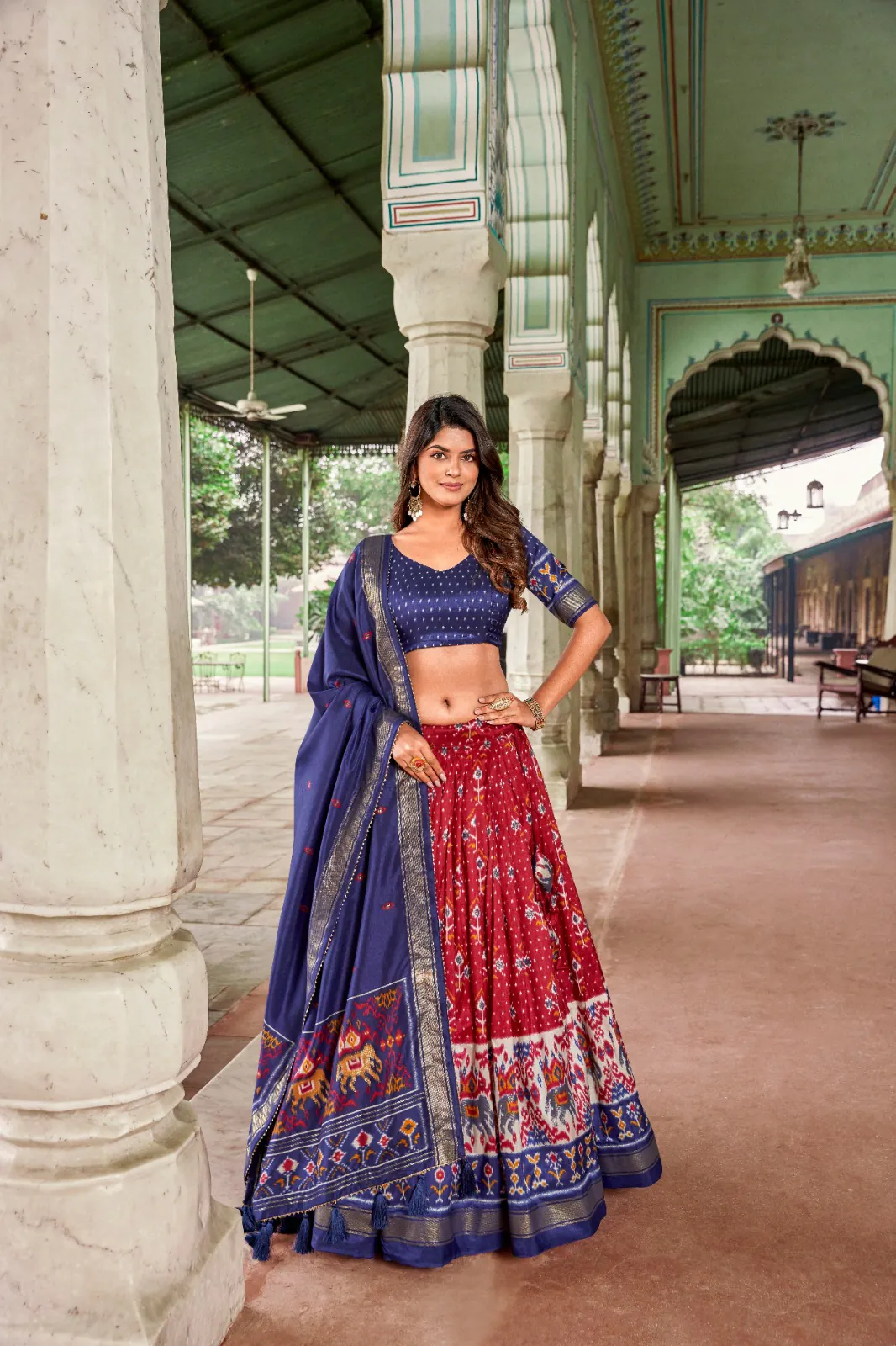 LNB1691 Red Color Tussar Silk Patola Foil Printed Lehenga Choli Festive, Wedding, Party, Events Expected Delivery 4-6 Working Days @2199/- | Lehenga, Bollywood Lehenga, Creative Lehenga, Designer Lehenga, Embroidered Lehenga, Party Wear Lehenga