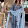 Awesome Blue Color Georgette Embroidery Work Salwar Suit