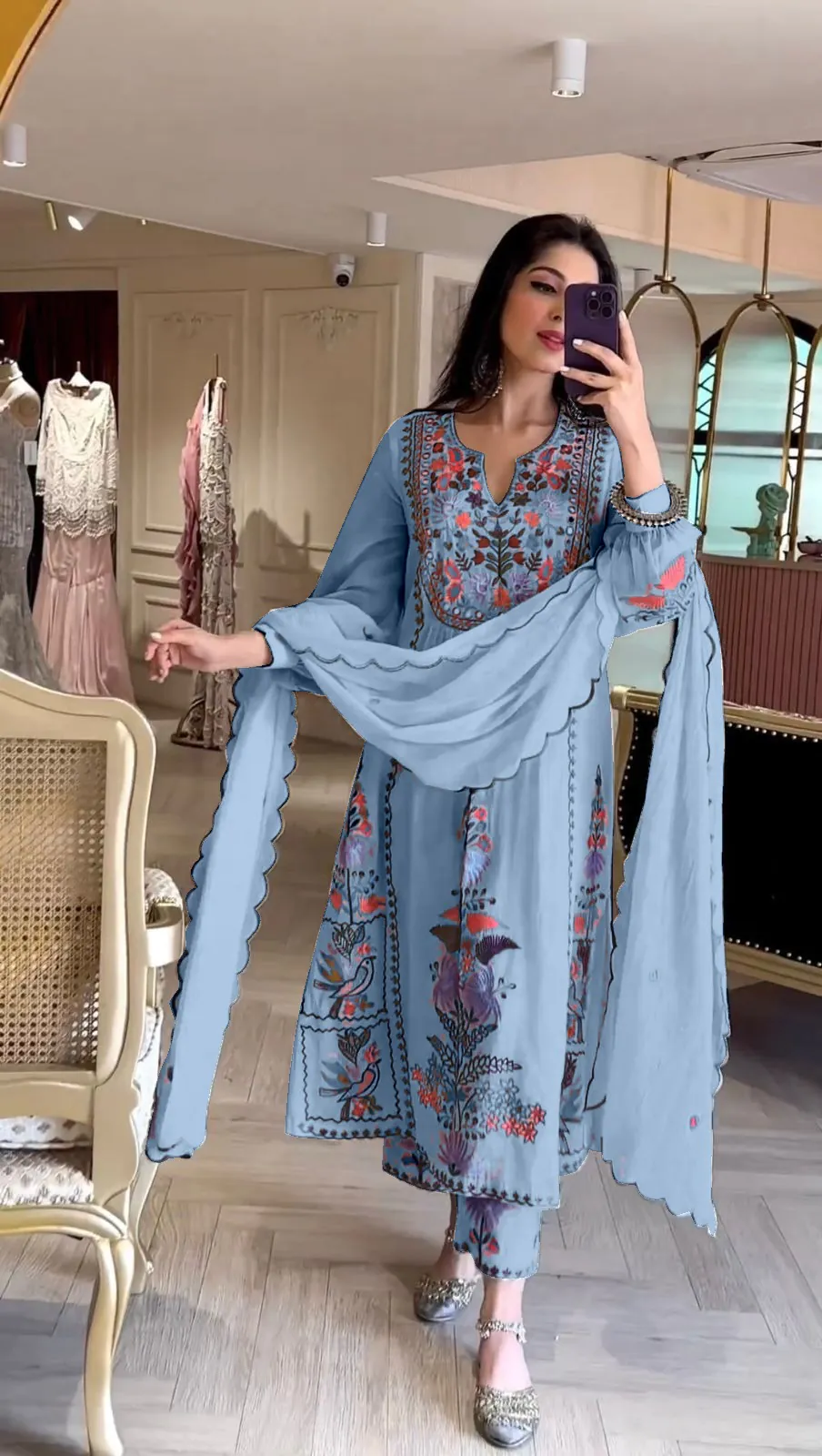 AD118 Blue Color Georgette Embroidery Work Salwar Suit Casual, Wedding, Festive, Events Etc. Expected Delivery 4-6 Working Days @1950/- | Jump Suits, Salwar suit, Casual Suits, Creative suits, Designer Suits, Palazzo Suits, Party Wear Suits, Straight Suits