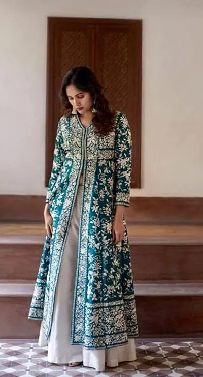 MF TAPARIA Blue Color Cotton Slub With Heavy Embroidery Work Sharara Suit Wedding, Party, Festive, Events Etc. Expected 4-6 Working Days @1849/- | Jump Suits, Salwar suit, Casual Suits, Creative suits, Designer Suits, Palazzo Suits, Party Wear Suits, Patiala Suits, Straight Suits