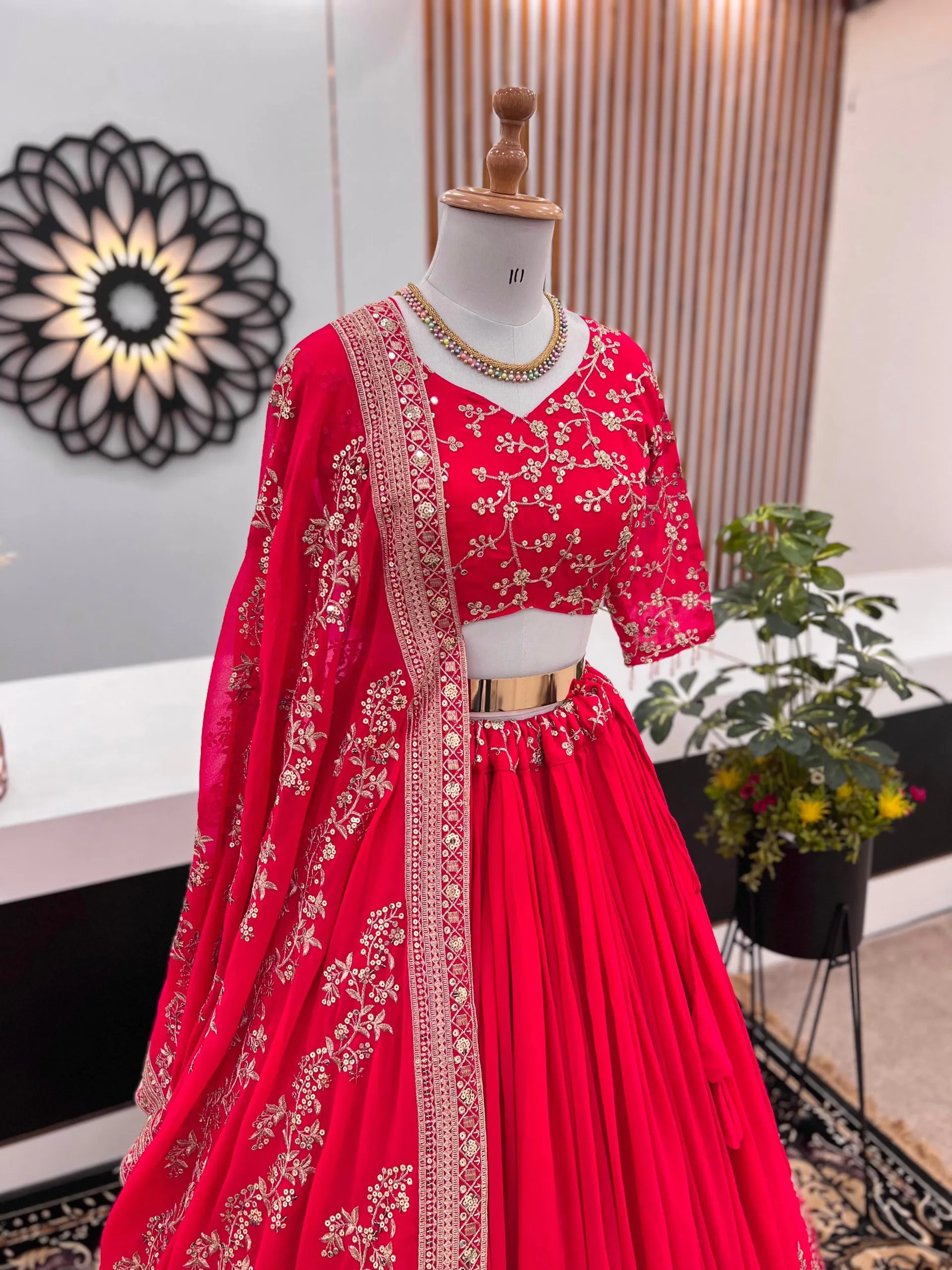 ZF 358 Rani Pink Color Faux Georgette With Heavy Embroidery Sequence Work Lehenga Choli Wedding, Party,Events Etc. Expected Delivery 4-6 Working Days 2099/- | Lehenga, Bollywood Lehenga, Creative Lehenga, Designer Lehenga, Embroidered Lehenga, Party Wear Lehenga