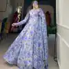 Beautiful Voilet Color Georgette Floral Printed Party Wear Gown