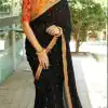 Bewitching Black Color Georgette Embroidery Work Saree