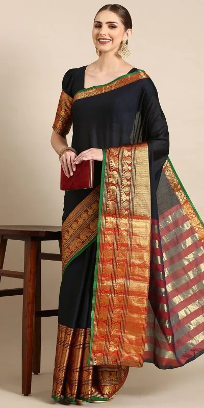 YNF 7409 Black Color Narayan Pet Zari Weaving Work Saree Casual, Party Wear, Wedding, Events Etc. Expected Delivery 4-6 Working Days @1399/- | Designer Sarees, Sarees, Bollywood Sarees, Creative Sarees, Embroidered Sarees, Ethnic Saree, Modern Digital sarees, Party Wear Sarees