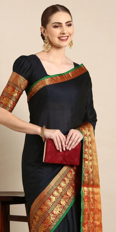 YNF 7409 Black Color Narayan Pet Zari Weaving Work Saree Casual, Party Wear, Wedding, Events Etc. Expected Delivery 4-6 Working Days @1399/- | Designer Sarees, Sarees, Bollywood Sarees, Creative Sarees, Embroidered Sarees, Ethnic Saree, Modern Digital sarees, Party Wear Sarees