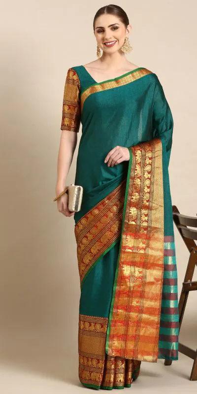 YNF 7409 Green Color Narayan Pet Zari Weaving Work Saree Casual, Party Wear, Wedding, Events Etc. Expected Delivery 4-6 Working Days @1399/- | Designer Sarees, Sarees, Bollywood Sarees, Creative Sarees, Embroidered Sarees, Ethnic Saree, Modern Digital sarees, Party Wear Sarees