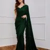 DF 3312 Bottle Green Color Georgette Embroidery Sequins Work Saree Casual, Party Wear, Wedding, Events Etc Delivery Expected.4-6 Working Days 1899/- | Designer Sarees, Sarees, Bollywood Sarees, Creative Sarees, Embroidered Sarees, Ethnic Saree, Modern Digital sarees, Party Wear Sarees