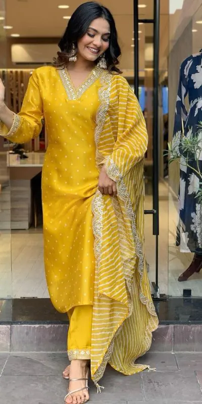 AD 149 Yellow Color Heavy Modal Silk Embroidery work Kurti Casual, Wedding, Party, Festive, Events Etc. Expected Delivery 4-6 Working Days @1899/- | Kurti, Bollywood Kurti, Creative Kurtis, Designer Kurti, Party Wear Kurti, Selfie Kurti