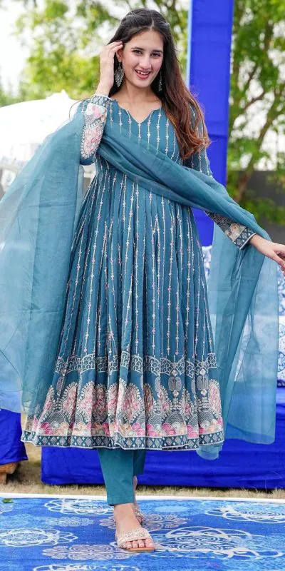 NSR 756 Blue Color Faux Georgette Embroidery Work With Full Sleeve Sharara Suit Casual, Wedding, Party, Festive, Events Etc. Delivery 4-6 Working Days 2199/ | Jump Suits, Salwar suit, Casual Suits, Creative suits, Designer Suits, Palazzo Suits, Party Wear Suits, Patiala Suits, Straight Suits