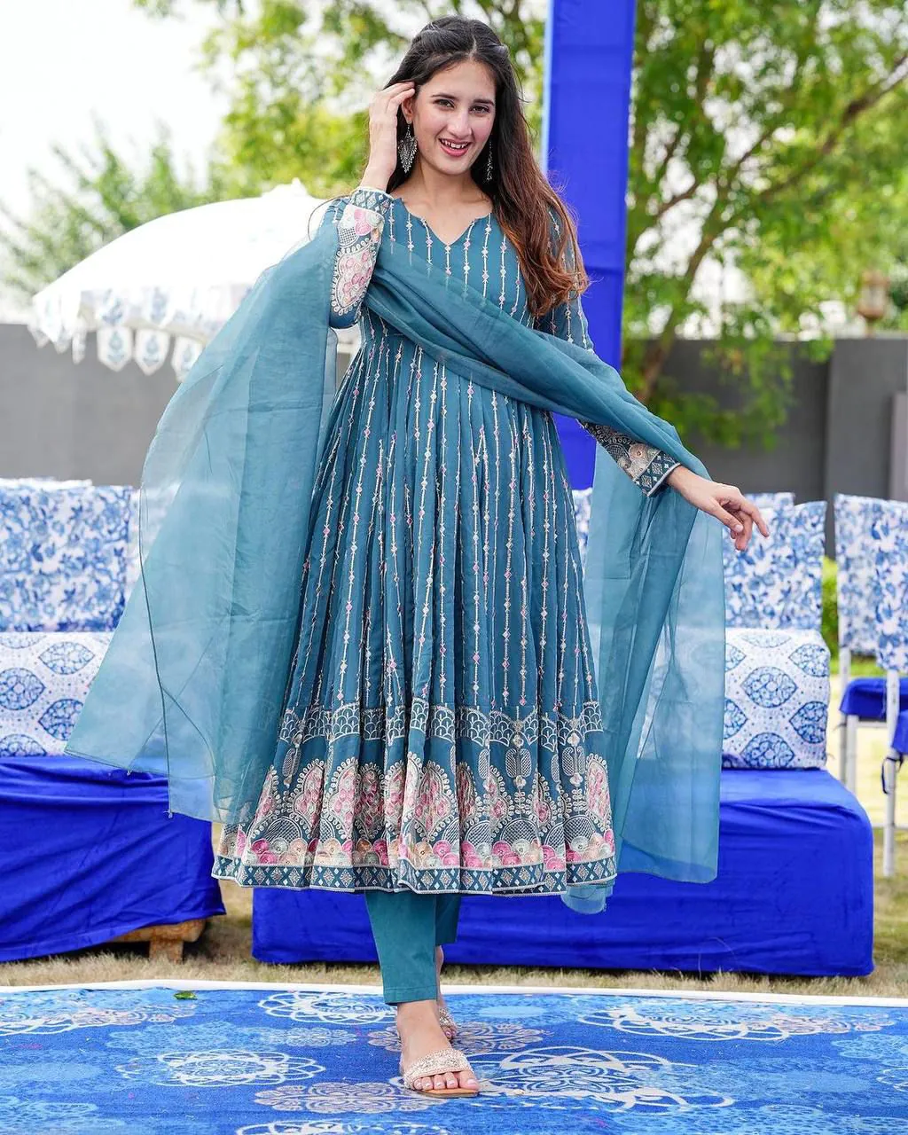 NSR 756 Blue Color Faux Georgette Embroidery Work With Full Sleeve Sharara Suit Casual, Wedding, Party, Festive, Events Etc. Delivery 4-6 Working Days 2199/ | Jump Suits, Salwar suit, Casual Suits, Creative suits, Designer Suits, Palazzo Suits, Party Wear Suits, Patiala Suits, Straight Suits