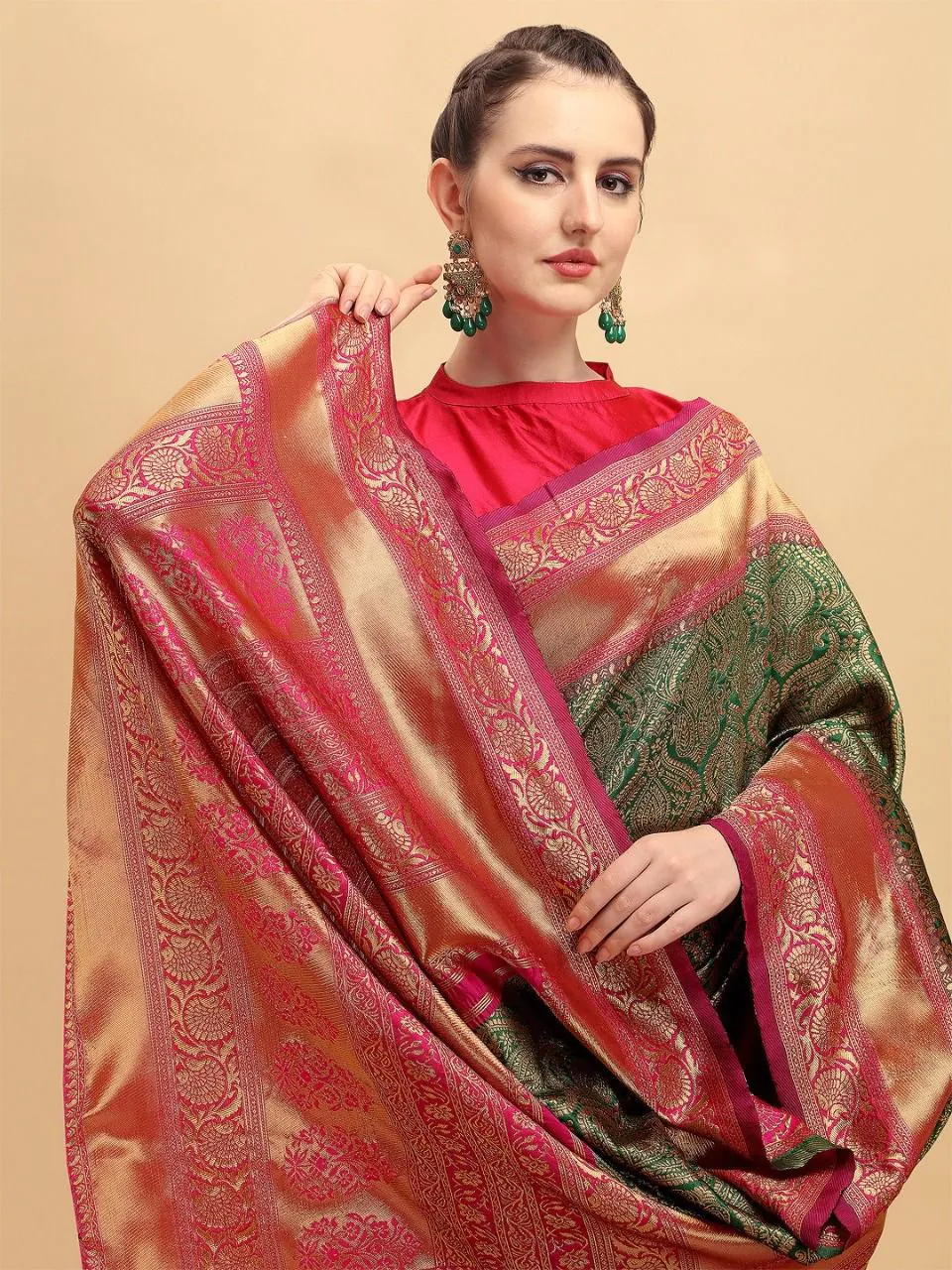 KP 1039 Green Color Soft Lichi Silk Jacquard Work Saree Casual, Party Wear, Wedding, Events Etc. Expected Delivery 4-6 Working Days @1499/- | Designer Sarees, Sarees, Bollywood Sarees, Creative Sarees, Embroidered Sarees, Ethnic Saree, Modern Digital sarees, Party Wear Sarees
