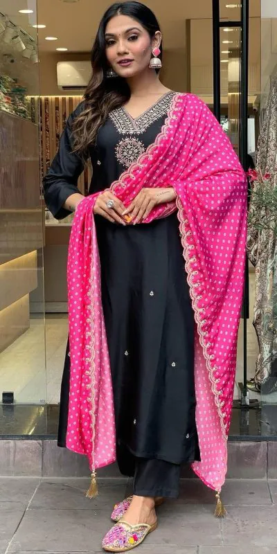 AD 147 Black Color Modal Silk Embroidery Sequence work Kurti Casual, Wedding, Party, Festive, Events Etc. Expected Delivery 4-6 Working Days @1799/- | Kurti, Bollywood Kurti, Creative Kurtis, Designer Kurti, Party Wear Kurti, Selfie Kurti