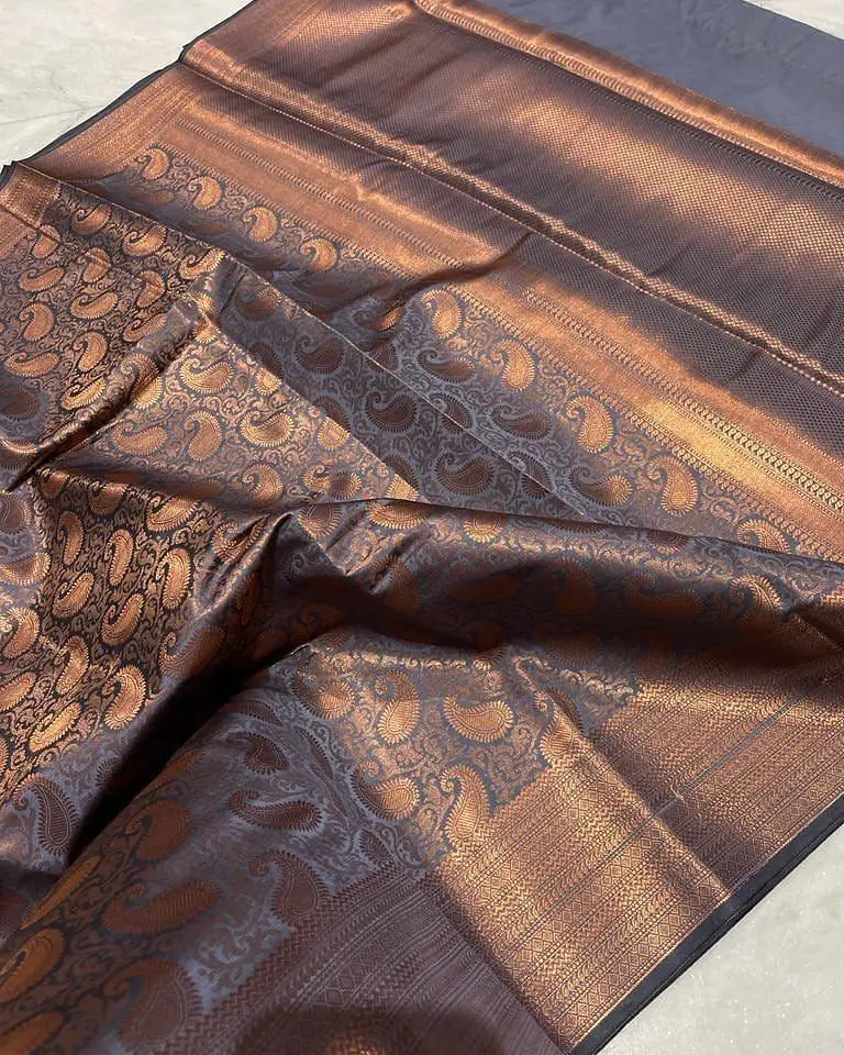 MS 252 Grey Color Soft Lichi Silk Border And Rich Pallu Saree Casual, Party Wear, Wedding, Events, Etc. Expected Delivery 4-6 Working Days 1449/- | Designer Sarees, Sarees, Bollywood Sarees, Creative Sarees, Embroidered Sarees, Ethnic Saree, Modern Digital sarees, Party Wear Sarees