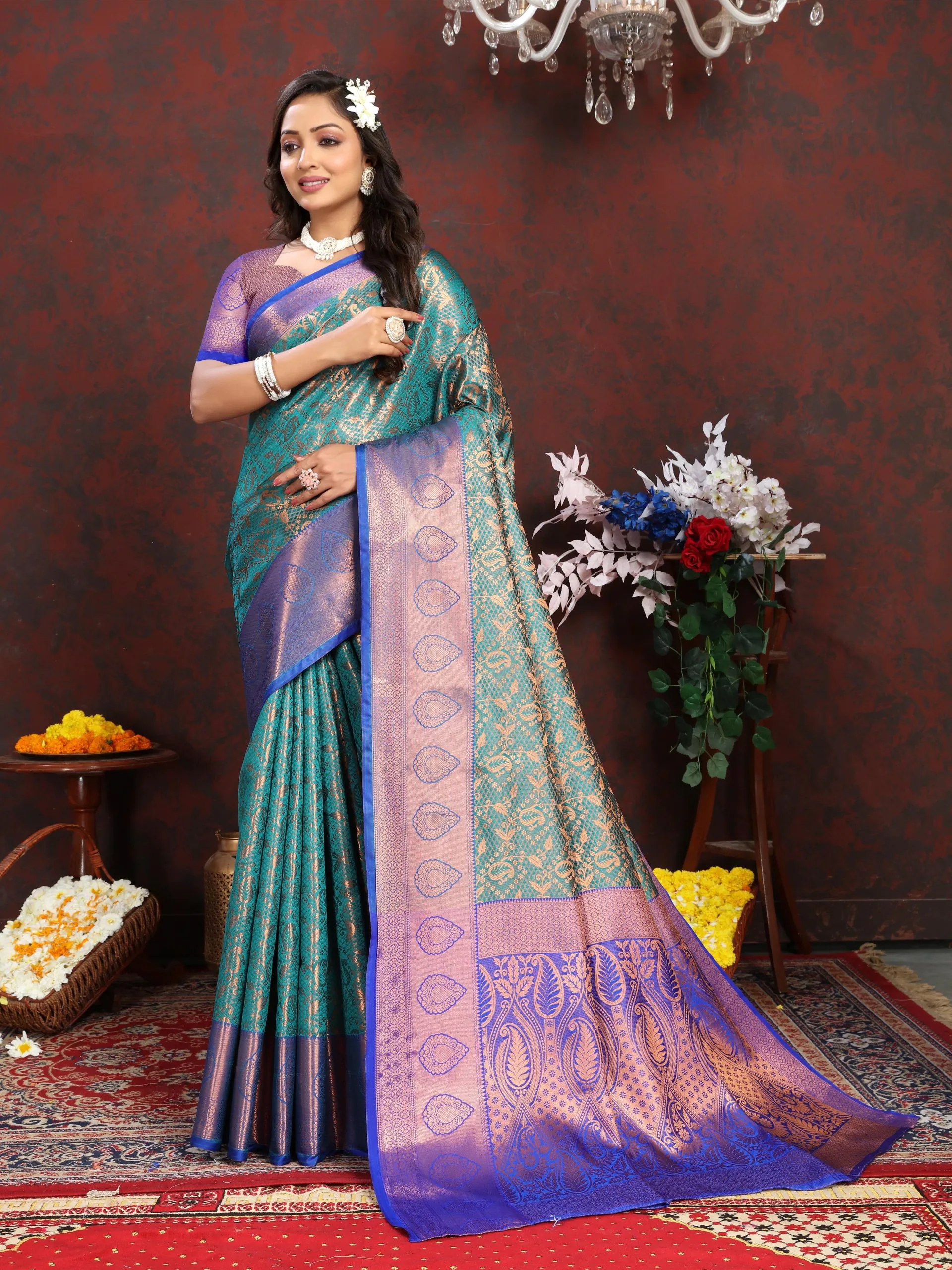 MB™3262 Rama Green Color Lichi Silk Gold, Cooper Zari Weaving saree Casual, Wedding, Festival, Events, Etc. Expected Delivery 4-6 Working Days @1599/- | Designer Sarees, Sarees, Bollywood Sarees, Creative Sarees, Embroidered Sarees, Ethnic Saree, Modern Digital sarees, Party Wear Sarees