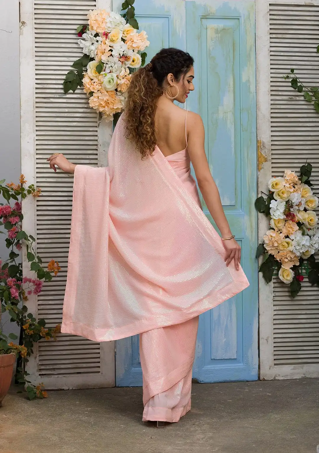 DF 3403 Pink Color Georgette Rainbow Sequence Embroidery Work Saree Casual, Wedding, Festive, Events Etc. Expected Delivery 4-6 Working Days @1649/- | Designer Sarees, Sarees, Bollywood Sarees, Creative Sarees, Embroidered Sarees, Ethnic Saree, Modern Digital sarees, Party Wear Sarees