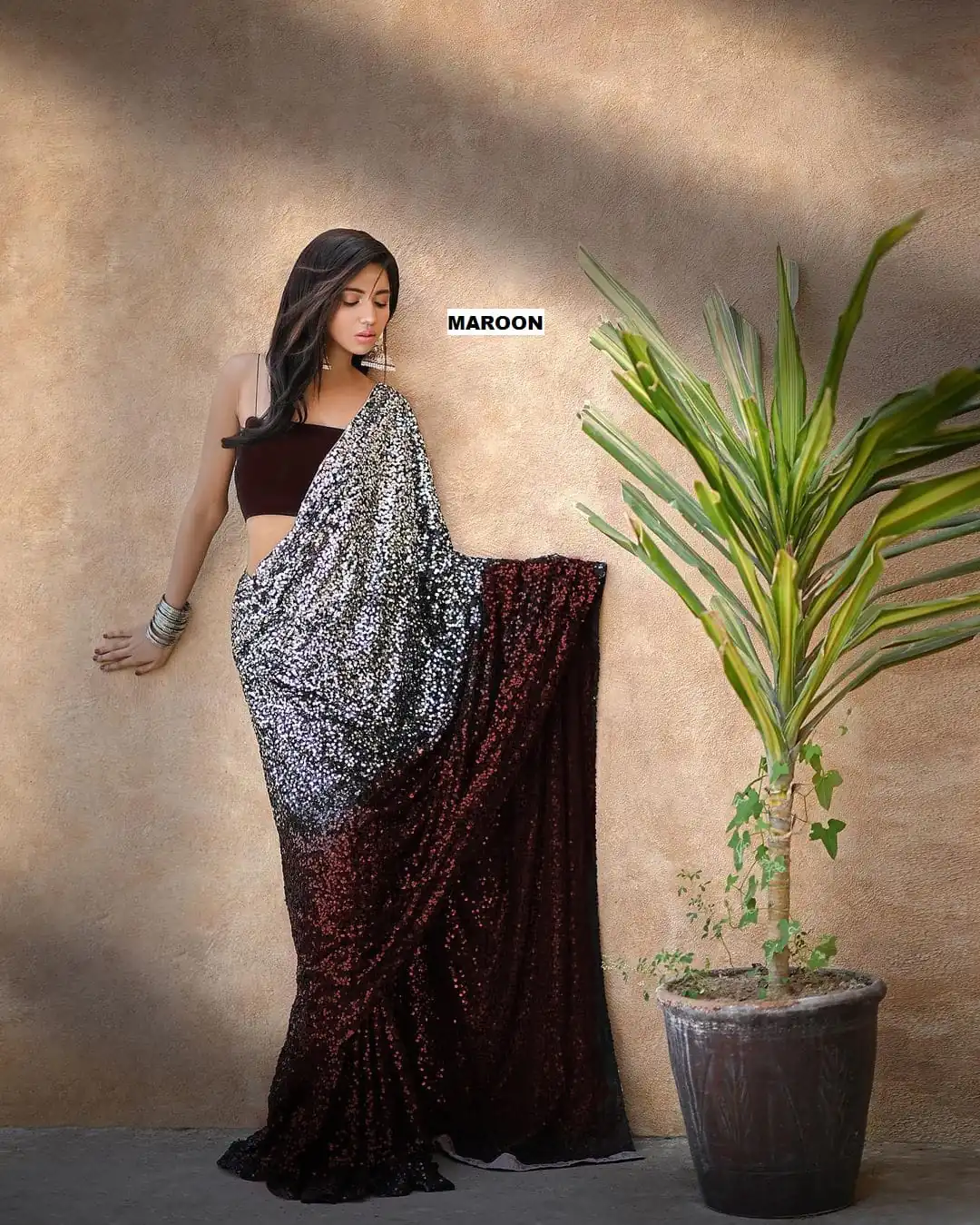 DF 3367 Maroon Color Heavy 60 Gram Georgette Sequins Work Saree Casual, Party Wear, Wedding, Events Etc Delivery Expected.4-6 Working Days 1750/- | Designer Sarees, Sarees, Bollywood Sarees, Creative Sarees, Embroidered Sarees, Ethnic Saree, Modern Digital sarees, Party Wear Sarees