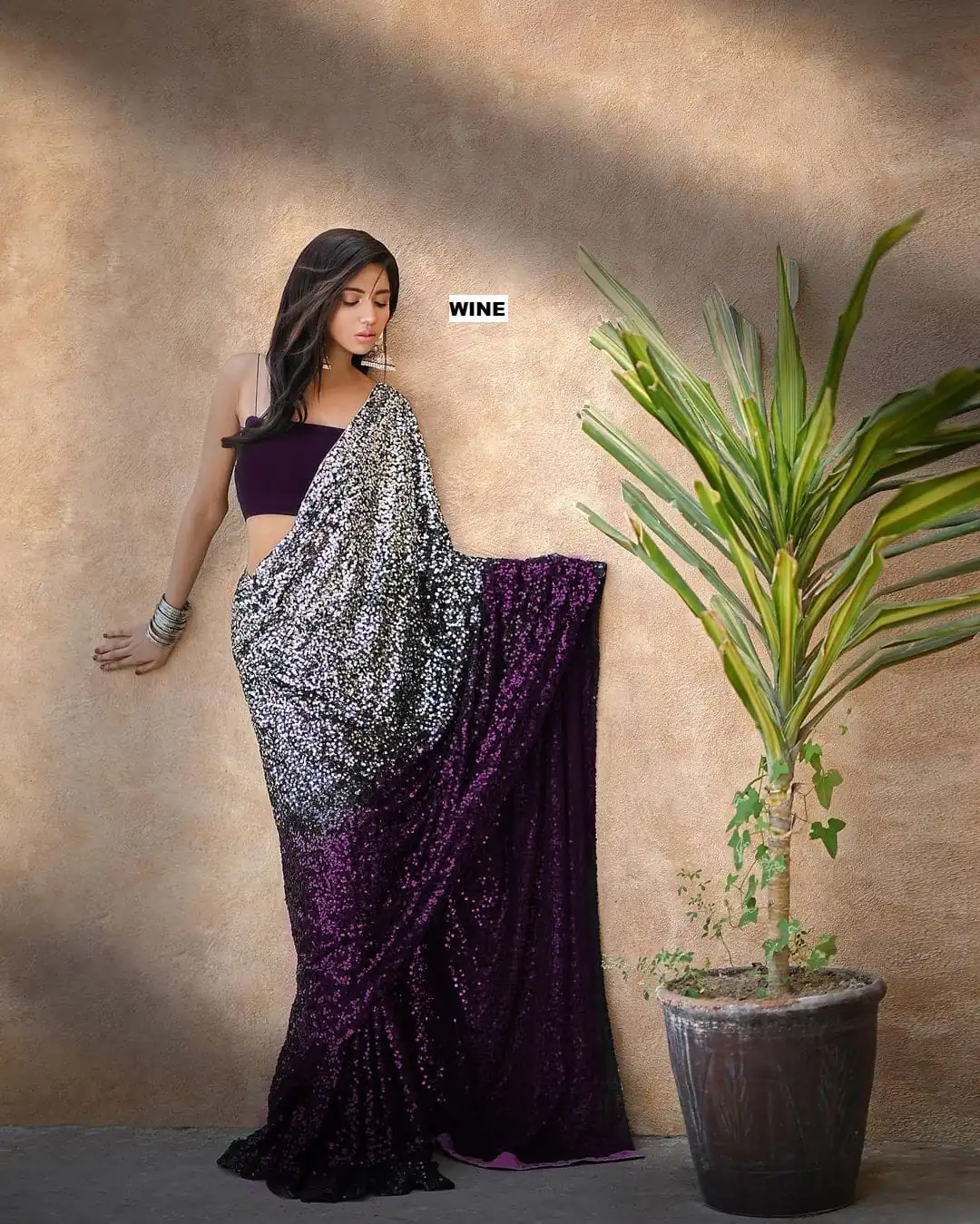 DF 3367 Wine Color Heavy 60 Gram Georgette Sequins Work Saree Casual, Party Wear, Wedding, Events Etc Delivery Expected.4-6 Working Days 1750/- | Designer Sarees, Embroidered Sarees, Sarees, Bollywood Sarees, Creative Sarees, Ethnic Saree, Modern Digital sarees, Party Wear Sarees