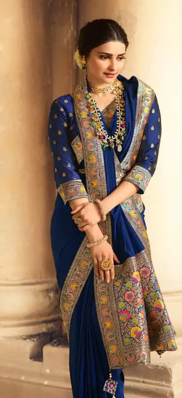 Exemplary Dark Green Saree : Georgette Work : Digital Print With Heavy Embroidered Lace Border Blouse : Banglori Silk Daily, Casual, Festive @1899/- | Designer Sarees, Sarees, Bollywood Sarees, Creative Sarees, Embroidered Sarees, Ethnic Saree, Modern Digital sarees, Party Wear Sarees