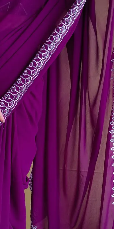 SF Chandni Purple Color Georgette Embroidery Sequence work Saree Casual, Wedding, Festive, Events Etc. Expected Delivery 4-6 Working Days @1999/- | Designer Sarees, Sarees, Bollywood Sarees, Creative Sarees, Embroidered Sarees, Ethnic Saree, Modern Digital sarees, Party Wear Sarees